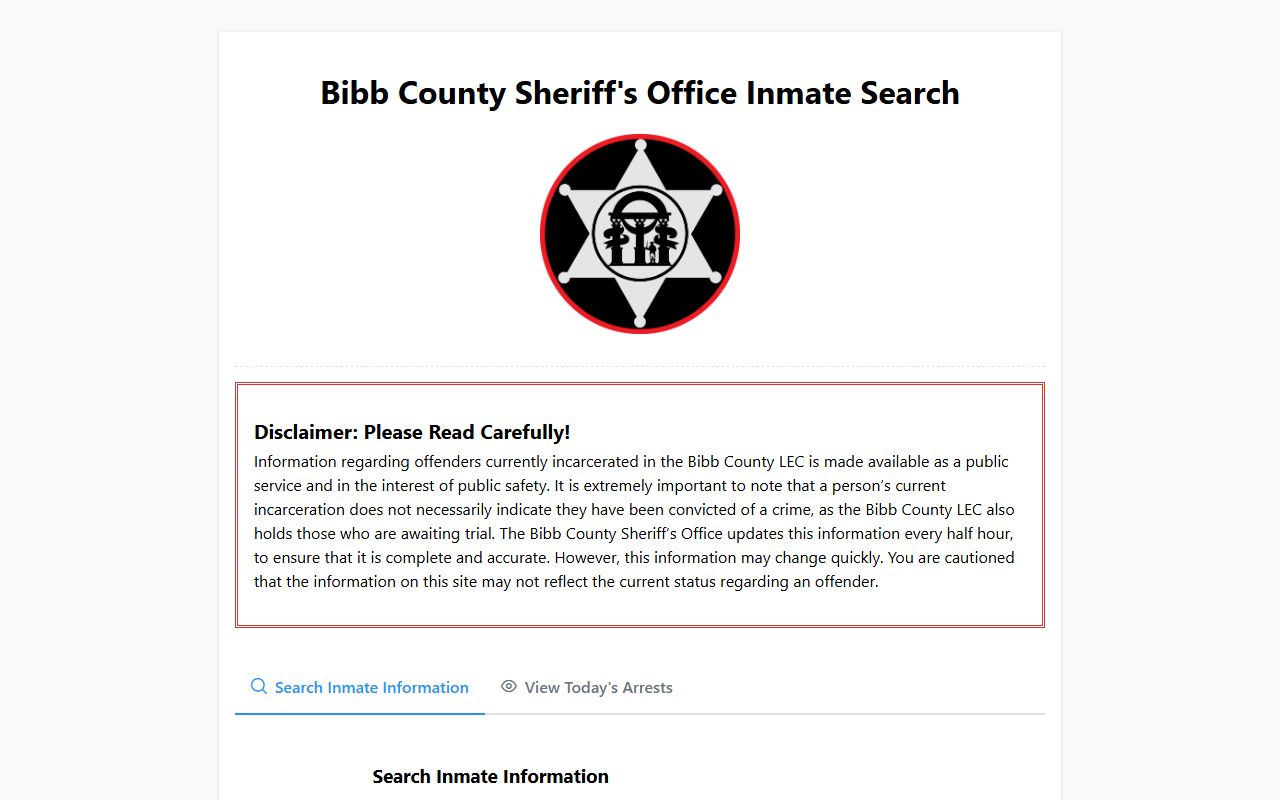 Bibb County inmate population roster search form