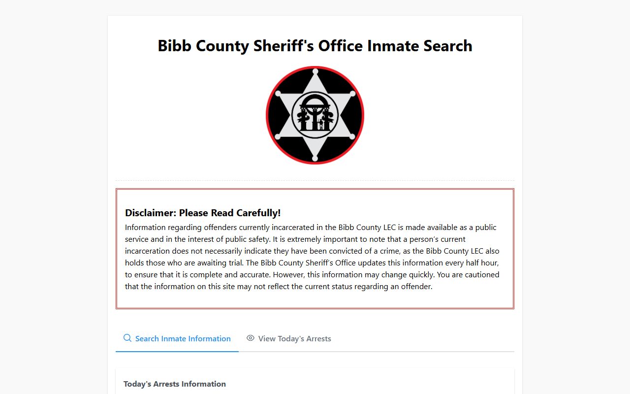 Bibb County jail mugshots today's arrests roster without public photo column