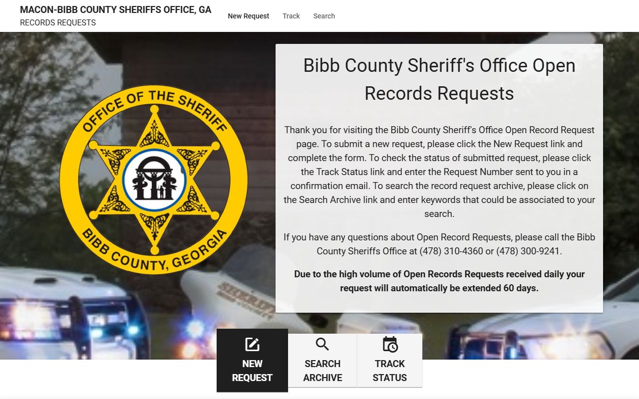 Bibb County booking photo request sheriff JustFOIA portal